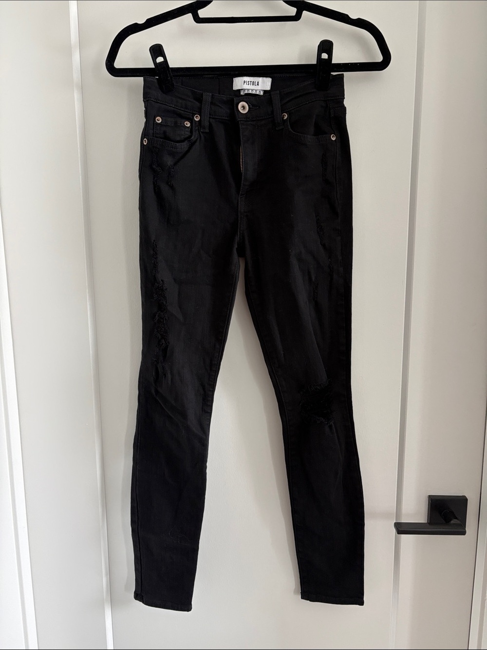 pistola Black Skinny Jeans with Subtle Distressing